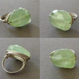 Sweet Green Prehnite Ring Sterling